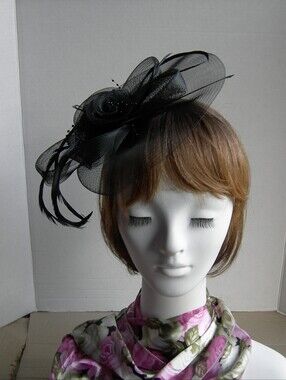 Black Floral Fascinator Headband